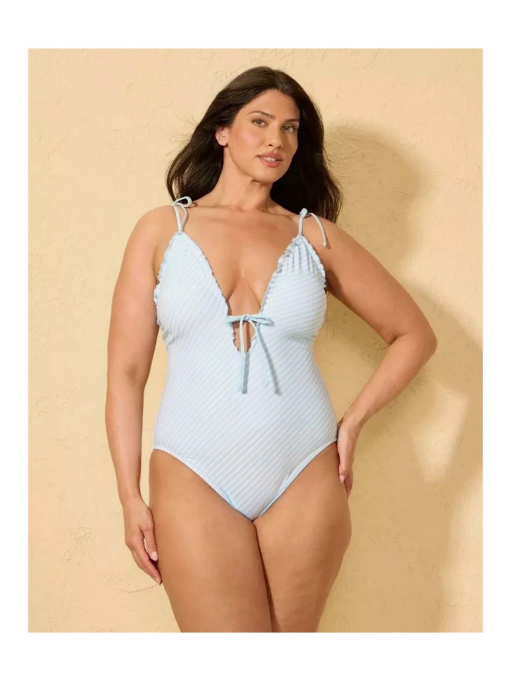 Shade & Shore Lettuce Edge High Leg Cheeky One-Piece Swimsuit (Extra Large)